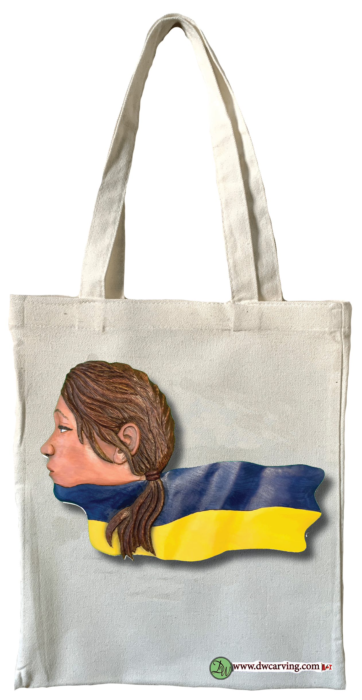 Small shopping bag with an image of our carving called the Spirit Of Ukeraine